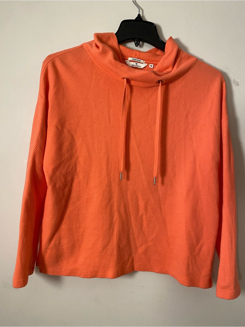 Tom Tailor Coral-Orange Cowl Neck Organic Cotton Pullover Sweater